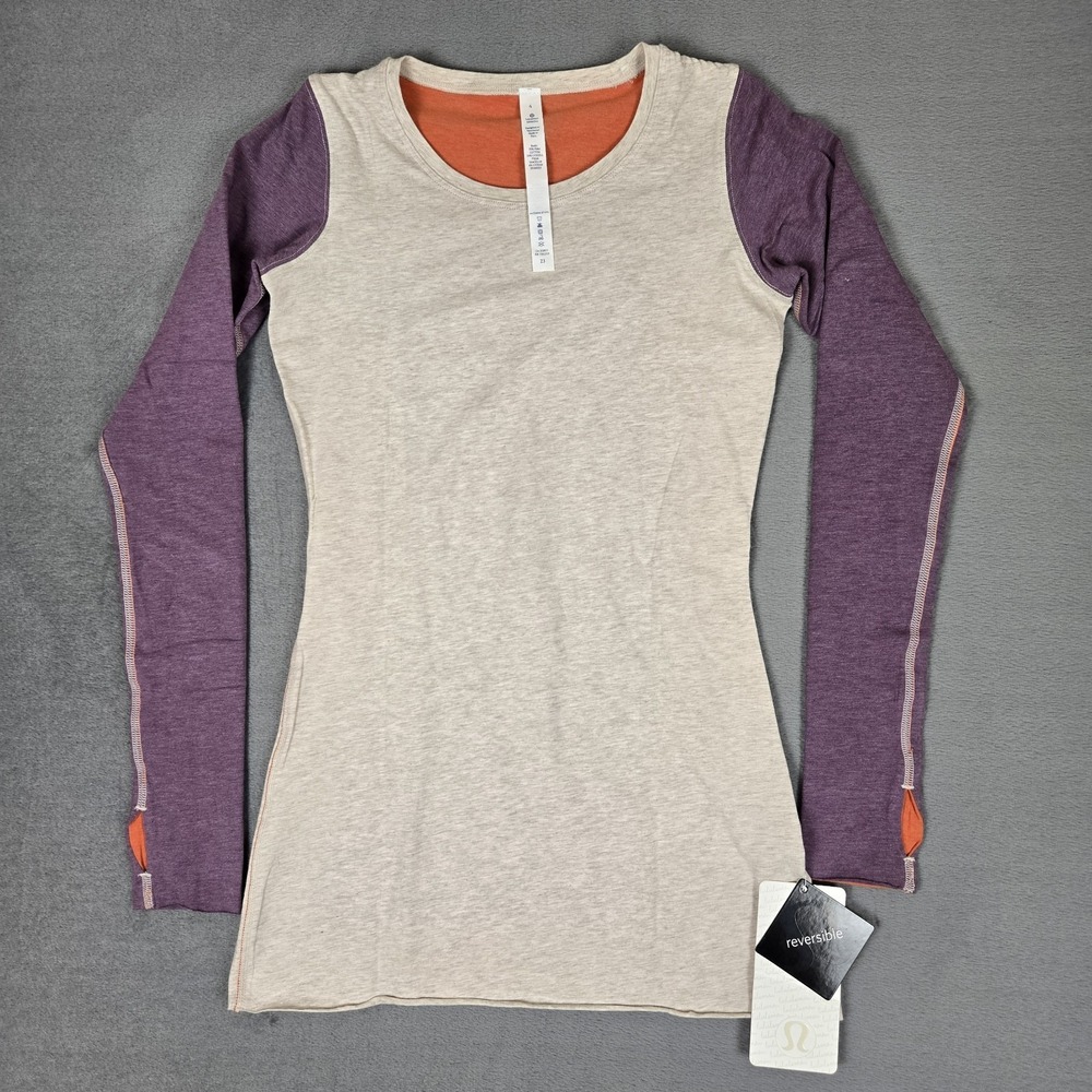 Lululemon Every Yogi Long Sleeve Short Womens 4 Colorblock Reversible Active NWT